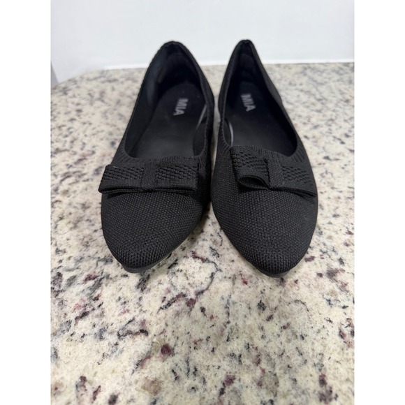 MIA Renhen Black Knit Pointed Toe Ballet Flats with Bow Detail Womens 9.5M - Picture 2 of 6